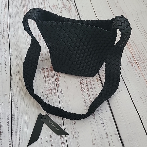 Naghedi Laguna Crossbody Purse Bag Onyx NEW NWT Handwoven Neoprene - Picture 3 of 12
